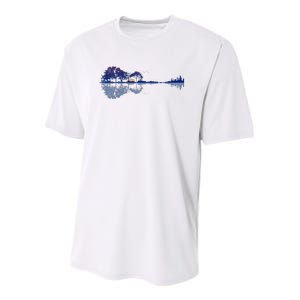 Guitar Lake Reflections In Blue Music Lovers Guitar Youth Performance Sprint T-Shirt