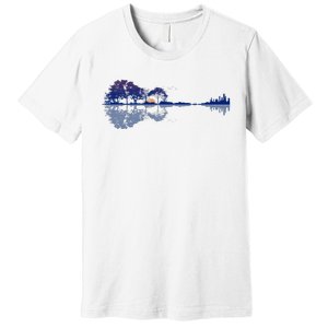 Guitar Lake Reflections In Blue Music Lovers Guitar Premium T-Shirt