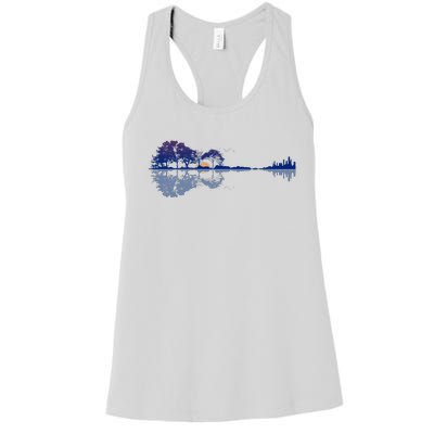 Guitar Lake Reflections In Blue Music Lovers Guitar Women's Racerback Tank