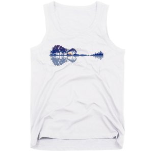 Guitar Lake Reflections In Blue Music Lovers Guitar Tank Top