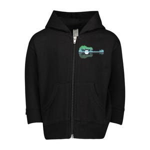 Guitar Lake Reflections Music And Guitar Lover Guitar Toddler Zip Fleece Hoodie