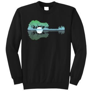 Guitar Lake Reflections Music And Guitar Lover Guitar Sweatshirt