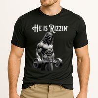 Gym Lifting Ripped Muscles He Is Rizzin Jesus Weightlifting Cooling Performance Crew T-Shirt