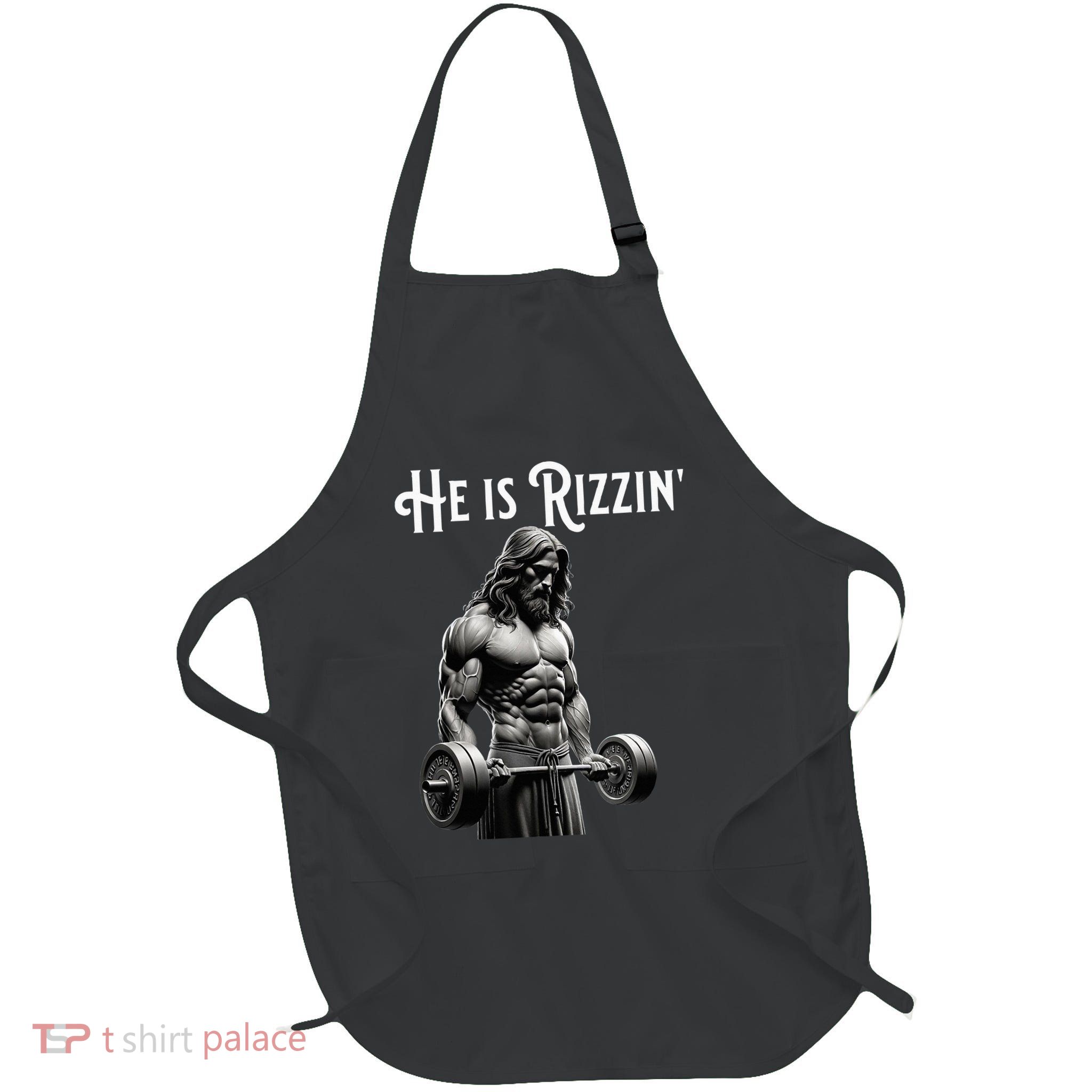 Gym Lifting Ripped Muscles He Is Rizzin Jesus Weightlifting Apron