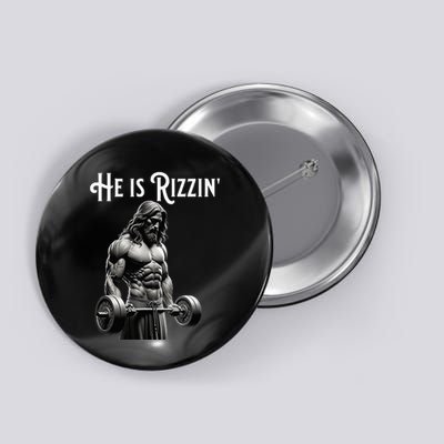 Gym Lifting Ripped Muscles He Is Rizzin Jesus Weightlifting Button