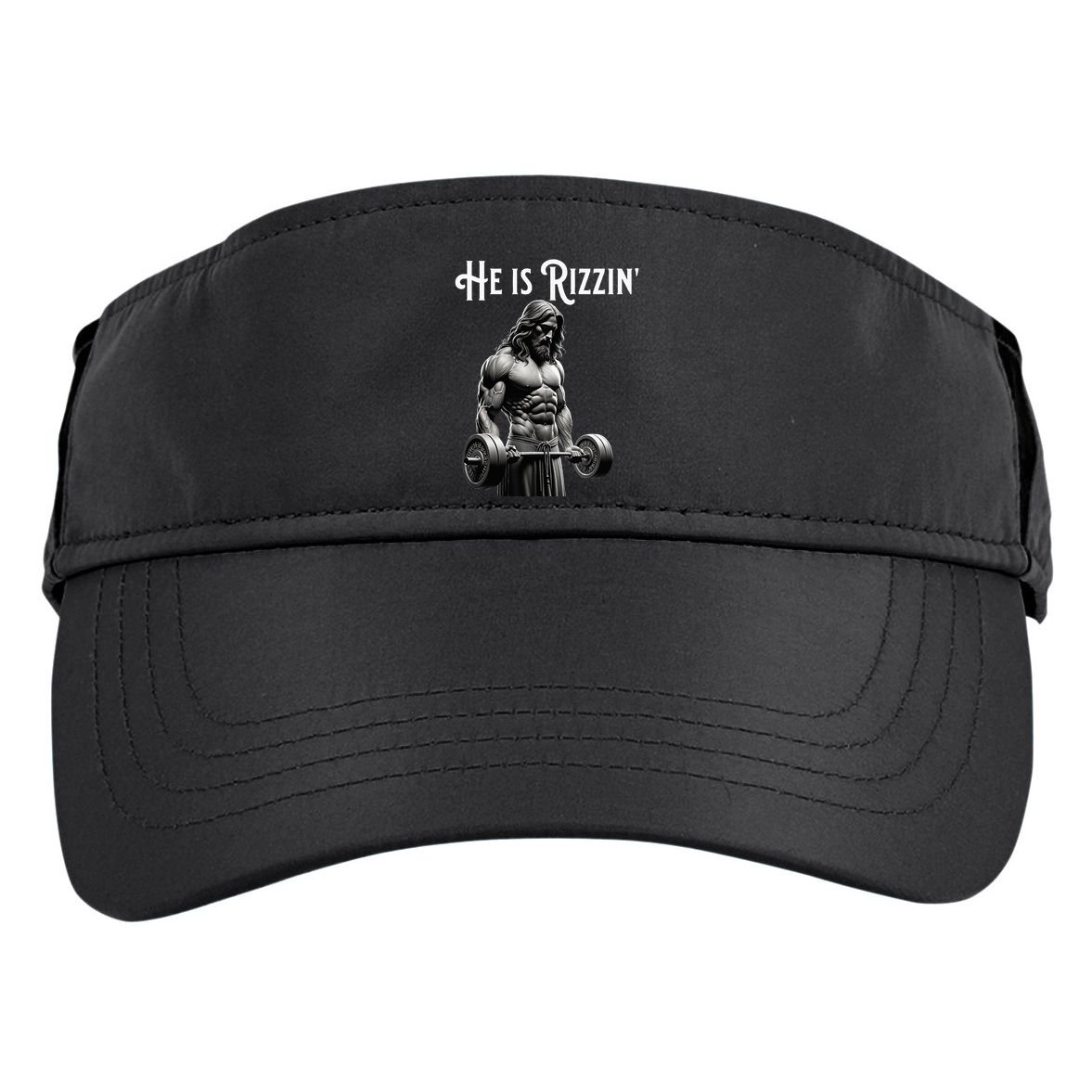 Gym Lifting Ripped Muscles He Is Rizzin Jesus Weightlifting Adult Drive Performance Visor
