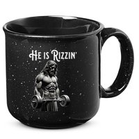 Gym Lifting Ripped Muscles He Is Rizzin Jesus Weightlifting 15oz Campfire Ceramic Mug