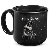 Gym Lifting Ripped Muscles He Is Rizzin Jesus Weightlifting 15oz Campfire Ceramic Mug