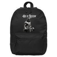 Gym Lifting Ripped Muscles He Is Rizzin Jesus Weightlifting 16 in Basic Backpack