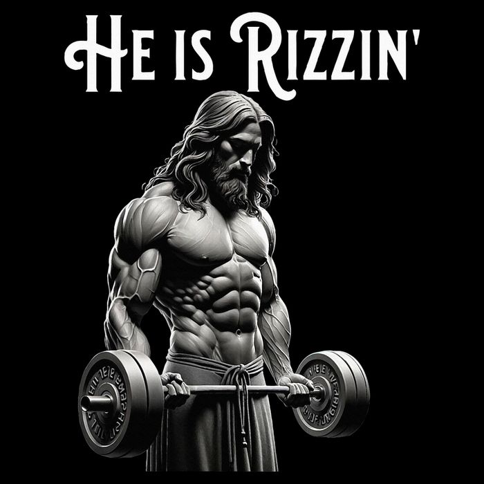 Gym Lifting Ripped Muscles He Is Rizzin Jesus Weightlifting 16 in Basic Backpack