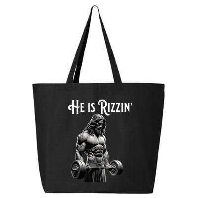 Gym Lifting Ripped Muscles He Is Rizzin Jesus Weightlifting 25L Jumbo Tote