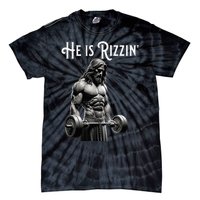 Gym Lifting Ripped Muscles He Is Rizzin Jesus Weightlifting Tie-Dye T-Shirt