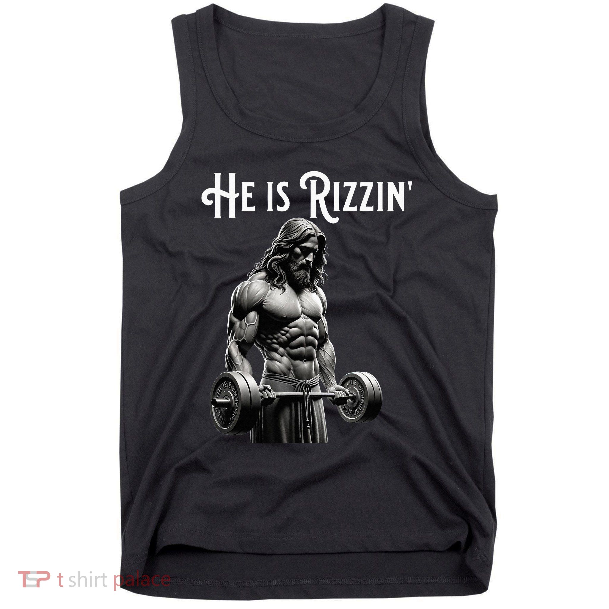 Gym Lifting Ripped Muscles He Is Rizzin Jesus Weightlifting Tank Top