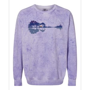 Guitar Lake Reflections In Blue Music Lovers Colorblast Crewneck Sweatshirt