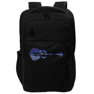 Guitar Lake Reflections In Blue Music Lovers Impact Tech Backpack