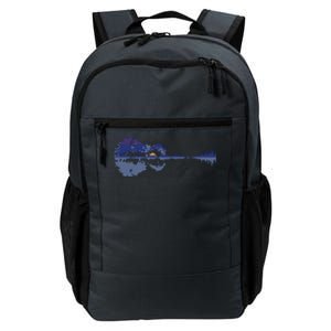 Guitar Lake Reflections In Blue Music Lovers Daily Commute Backpack