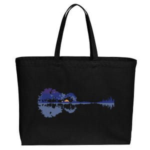 Guitar Lake Reflections In Blue Music Lovers Cotton Canvas Jumbo Tote