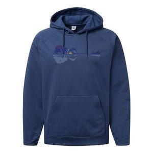 Guitar Lake Reflections In Blue Music Lovers Performance Fleece Hoodie