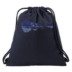 Guitar Lake Reflections In Blue Music Lovers Drawstring Bag