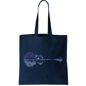 Guitar Lake Reflections In Blue Music Lovers Tote Bag