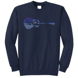 Guitar Lake Reflections In Blue Music Lovers Tall Sweatshirt