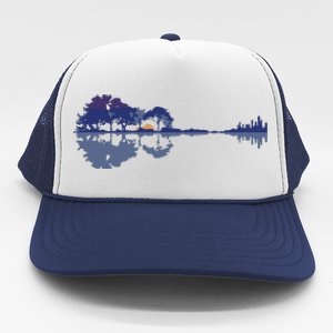 Guitar Lake Reflections In Blue Music Lovers Trucker Hat