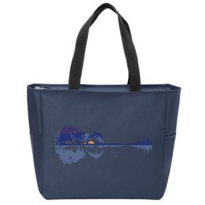 Guitar Lake Reflections In Blue Music Lovers Zip Tote Bag