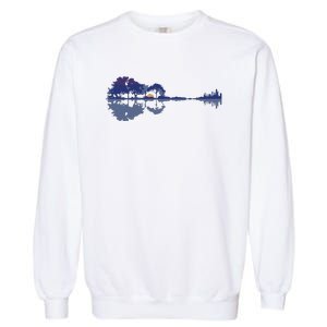 Guitar Lake Reflections In Blue Music Lovers Garment-Dyed Sweatshirt