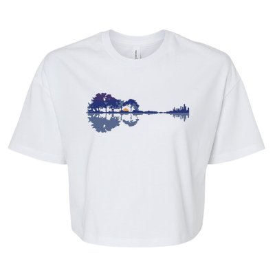 Guitar Lake Reflections In Blue Music Lovers Bella+Canvas Jersey Crop Tee