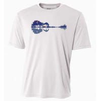 Guitar Lake Reflections In Blue Music Lovers Cooling Performance Crew T-Shirt