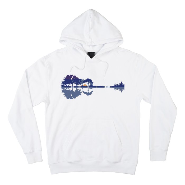 Guitar Lake Reflections In Blue Music Lovers Hoodie