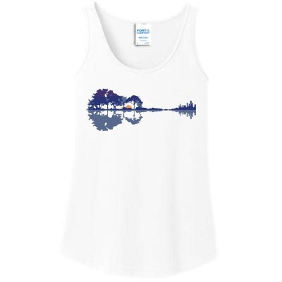 Guitar Lake Reflections In Blue Music Lovers Ladies Essential Tank