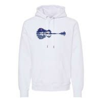 Guitar Lake Reflections In Blue Music Lovers Premium Hoodie