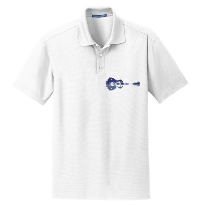 Guitar Lake Reflections In Blue Music Lovers Dry Zone Grid Polo