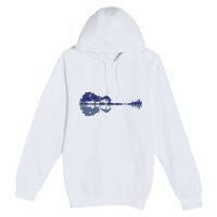 Guitar Lake Reflections In Blue Music Lovers Premium Pullover Hoodie