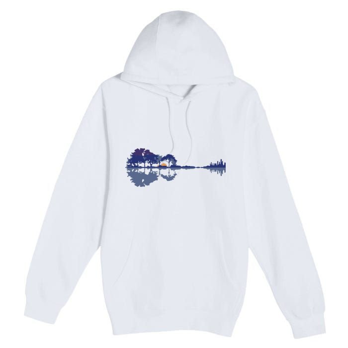 Guitar Lake Reflections In Blue Music Lovers Premium Pullover Hoodie