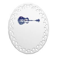 Guitar Lake Reflections In Blue Music Lovers Ceramic Oval Ornament