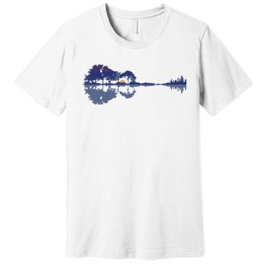 Guitar Lake Reflections In Blue Music Lovers Premium T-Shirt