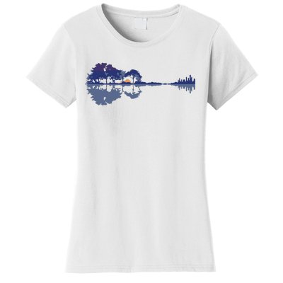 Guitar Lake Reflections In Blue Music Lovers Women's T-Shirt