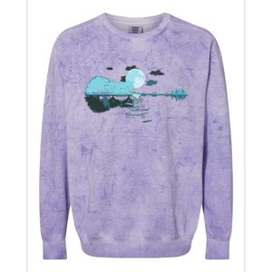 Guitar Lake Reflections Love Musician Acoustic Guitar Colorblast Crewneck Sweatshirt