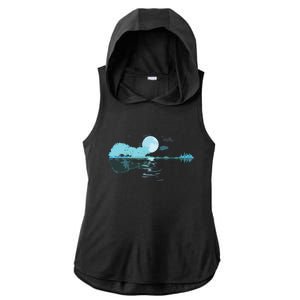 Guitar Lake Reflections Love Musician Acoustic Guitar Ladies PosiCharge Tri-Blend Wicking Draft Hoodie Tank