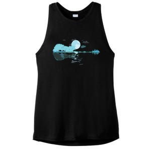 Guitar Lake Reflections Love Musician Acoustic Guitar Ladies PosiCharge Tri-Blend Wicking Tank