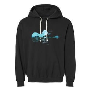 Guitar Lake Reflections Love Musician Acoustic Guitar Garment-Dyed Fleece Hoodie