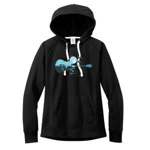 Guitar Lake Reflections Love Musician Acoustic Guitar Women's Fleece Hoodie