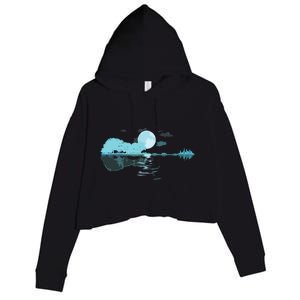 Guitar Lake Reflections Love Musician Acoustic Guitar Crop Fleece Hoodie