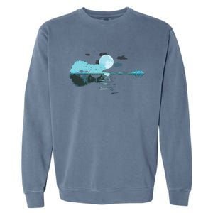 Guitar Lake Reflections Love Musician Acoustic Guitar Garment-Dyed Sweatshirt