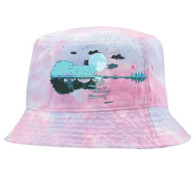 Guitar Lake Reflections Love Musician Acoustic Guitar Tie-Dyed Bucket Hat