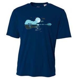 Guitar Lake Reflections Love Musician Acoustic Guitar Cooling Performance Crew T-Shirt