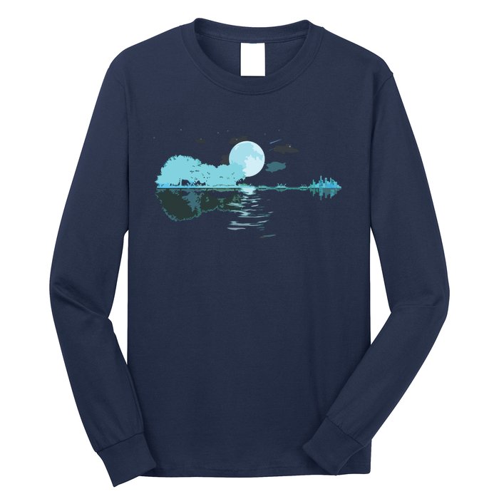 Guitar Lake Reflections Love Musician Acoustic Guitar Long Sleeve Shirt