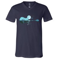 Guitar Lake Reflections Love Musician Acoustic Guitar V-Neck T-Shirt